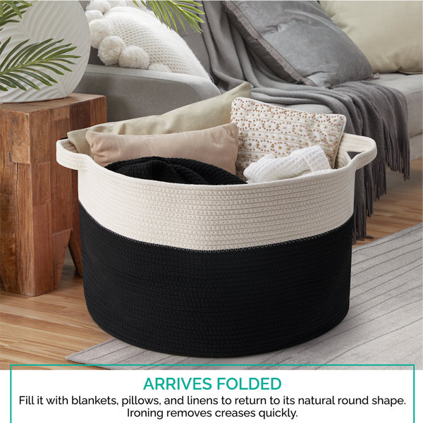 Dovecove Cotton Rope Storage Basket Bin With Handles, Baby Nursery Laundry Basket Hamper, Toy